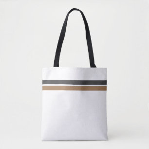 Tote Bag Sleek Grey Mocha Racing Stripes Arrière - plan bla