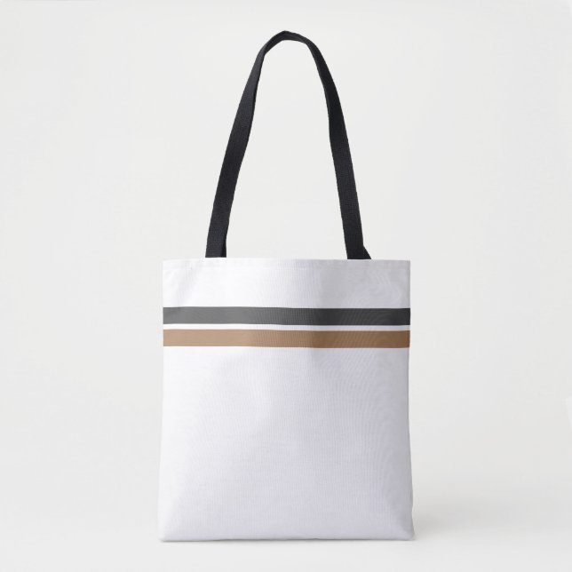 Tote Bag Sleek Grey Mocha Racing Stripes Arrière - plan bla (Devant)