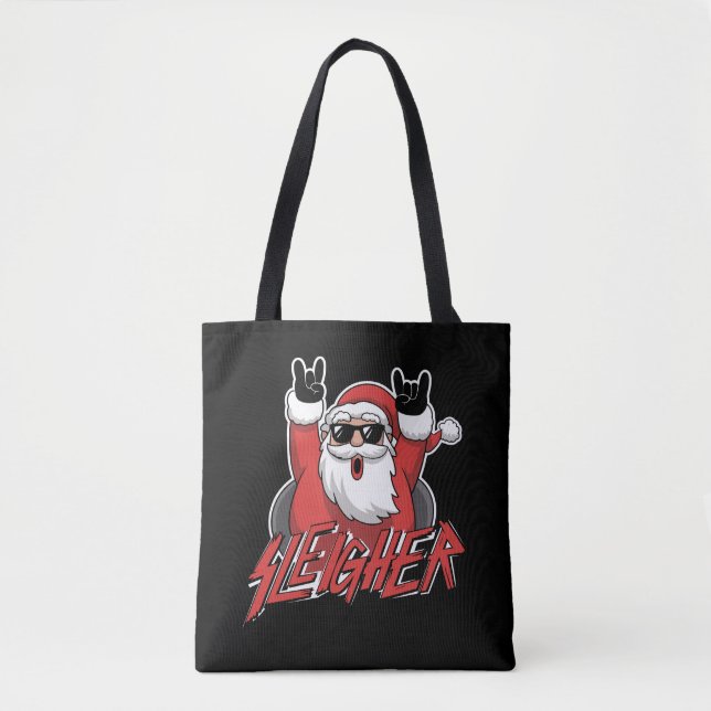 Tote Bag Sleigher Santa Claus Metal Christmas Funny Hail  (Devant)