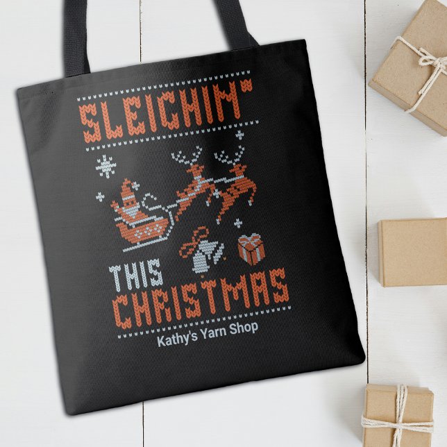 Tote Bag Sleighin' This Christmas Père Noël Nom du Tricot (Créateur téléchargé)