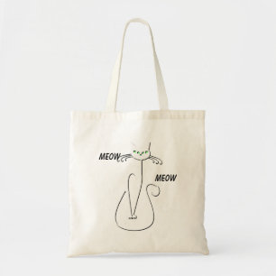 Tote Bag Slinky Black Cat Meow Meow Texte Personnalisé Yeux