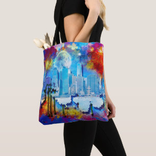 Tote Bag SlipperyJoe NYC graffiti lune entourée de tourbill