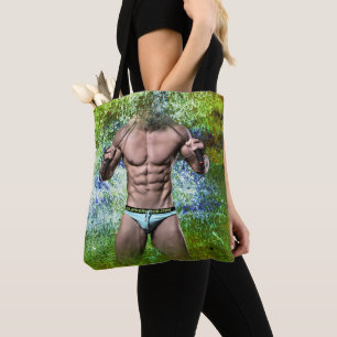 Tote Bag SlipperyJoe's blanc musculaire sexy homme speedo n