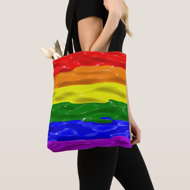 Tote Bag SlipperyJoe's rainbow pride couleurs liquide brill (De près)