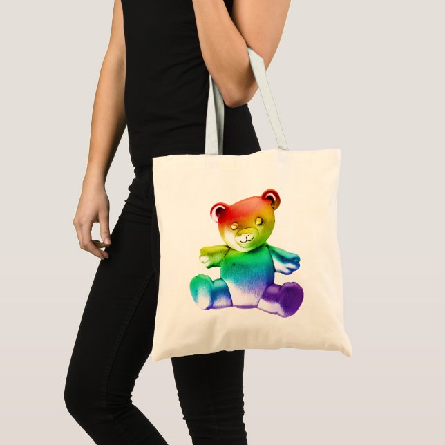 Tote Bag SlipperyL'ours en peluche brossé de Joe gra arc-en (Devant (produit))