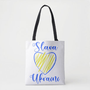 Tote Bag Slogan Slava Ukraine Gloire à Ukraine coeur Fourre