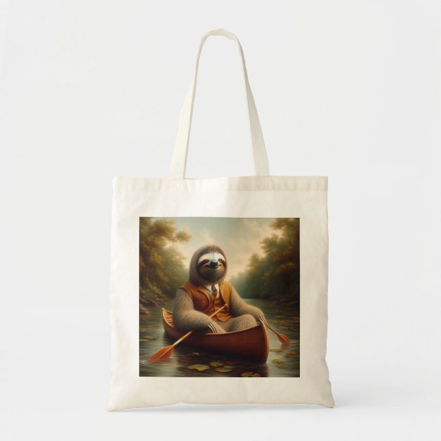 Tote Bag Sloth Dans Un Canoë (Devant)