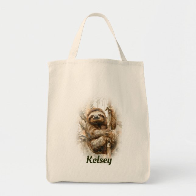 Tote Bag Sloth et Toucan Personnalisé (Devant)
