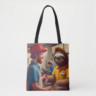 Tote Bag Sloth Fast Food Worker
