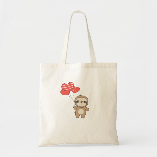 Tote Bag Sloth For Valentine's Day Cute Animals With Hearts (Devant)