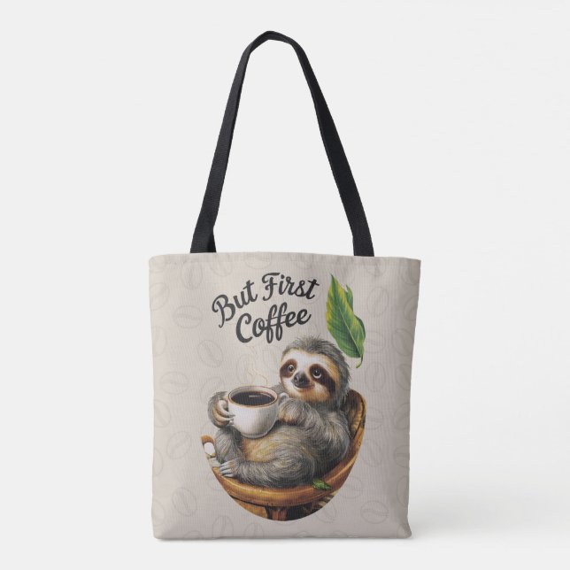 Tote Bag Sloth Love Coffee Fourre-tout (Dos)