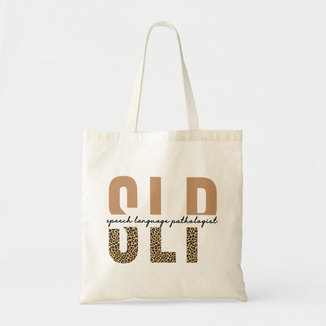 Tote Bag SLP cheetah print Speech language pathologist gift (Devant)