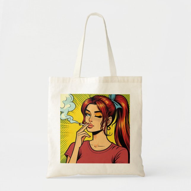 Tote Bag Smoking lovers | Pop art | Girl Stoner | Cigarette (Devant)
