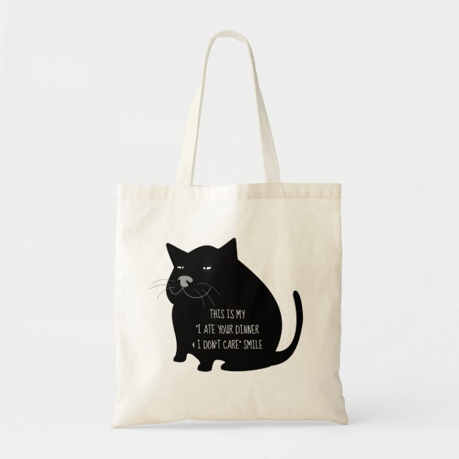 Tote Bag Smug Fat Black Cat Funny Quote (Devant)