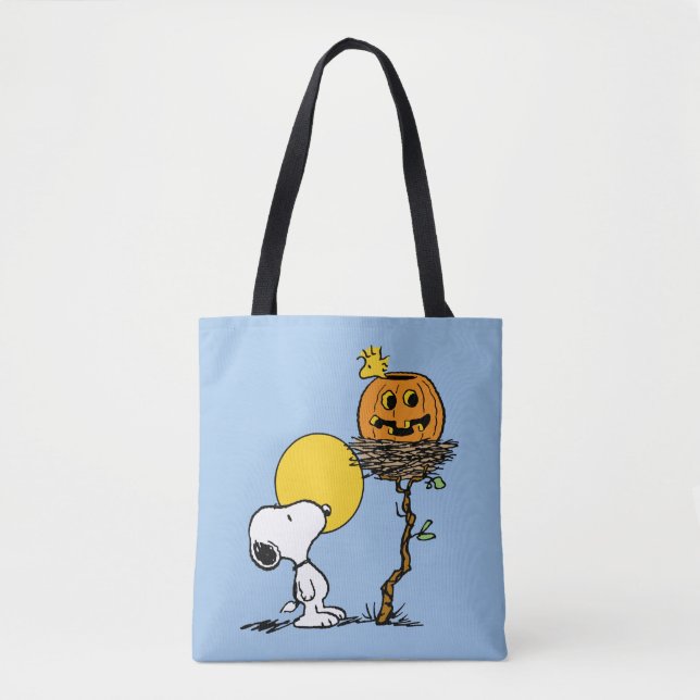Tote Bag Snoopy & Bois Nid Avec Jack O'Lantern (Devant)