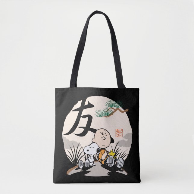 Tote Bag Snoopy, Charlie Brown et Woodstock - Ami (Devant)