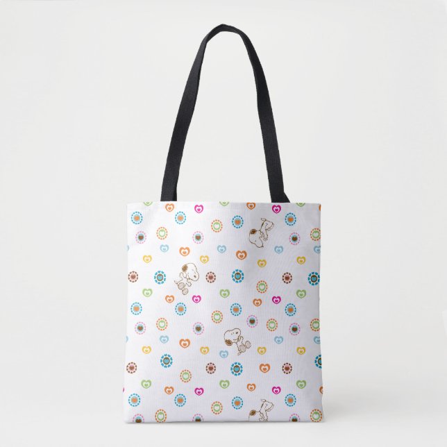 Tote Bag Snoopy Colorful Hearts Motif (Devant)