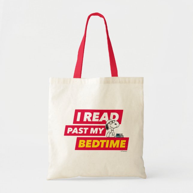 Tote Bag Snoopy "I Read Past My Bedtime" (Devant)