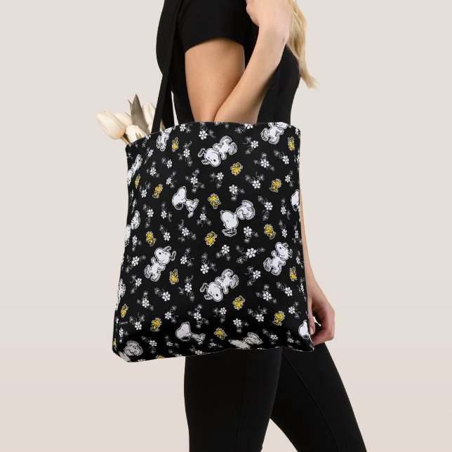 Tote Bag Snoopy & Woodstock Fun & Flowers (De près)