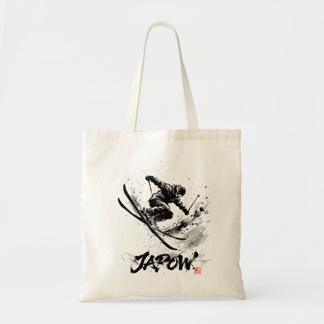 Tote Bag Snowboard Brush Art - Skier Slush Powder (Devant)