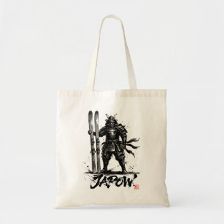 Tote Bag Snowboard Brush Art - Skier Standing Samurai