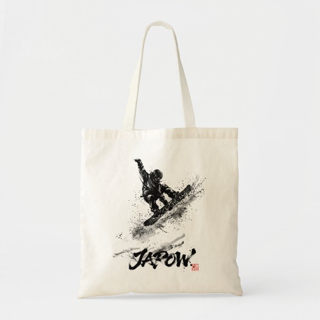 Tote Bag Snowboard Brush Art - Snowboarder Jump (Devant)