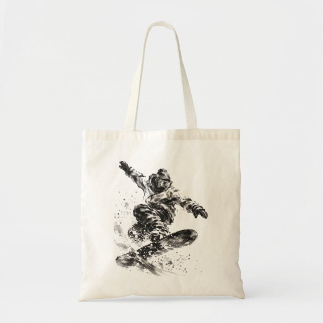 Tote Bag Snowboard Brush Art - Snowboarder Light - No Logo (Devant)