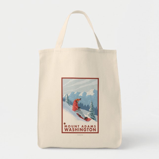 Tote Bag Snowboarder Scene - Mount Adams, Washington (Devant)