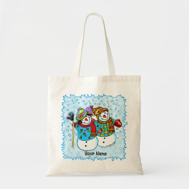Tote Bag Snowman Couple (Devant)