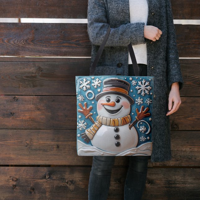 Tote Bag Snowman dans la neige (Créateur téléchargé)