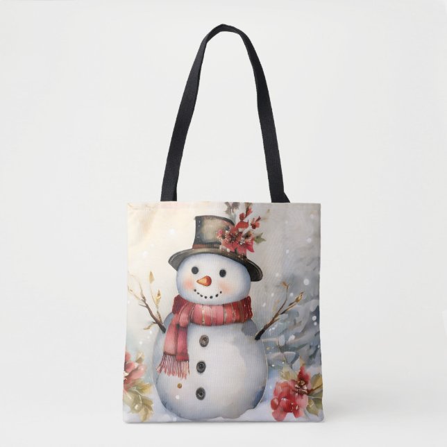 Tote Bag Snowman dans un Casquette noir (Devant)