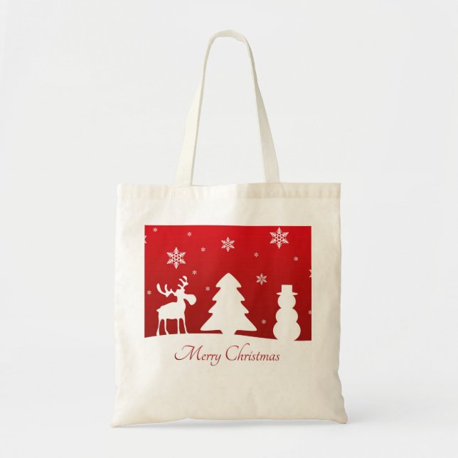 Tote Bag Snowman de rennes d'arbre de Noël (Devant)
