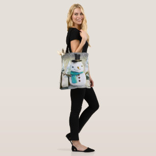 Tote Bag Snowman en hiver sur la scène de Noël