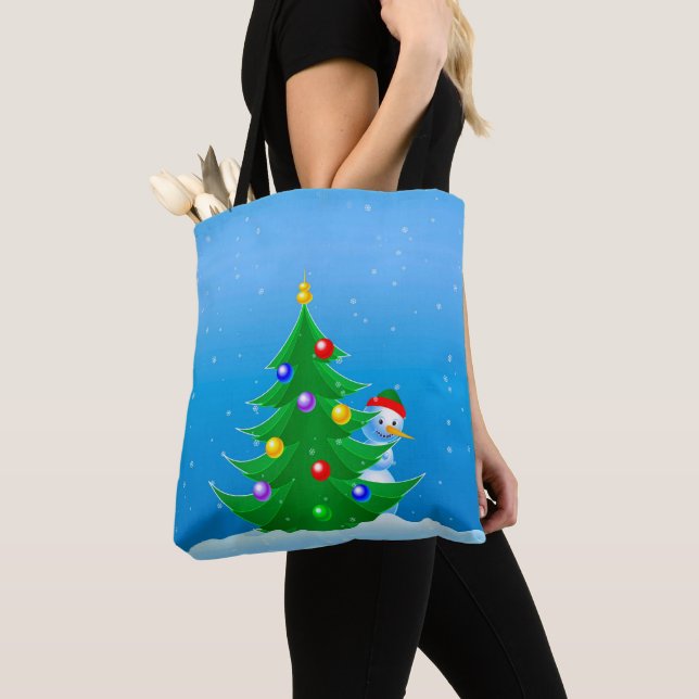 Tote Bag Snowman Peeking (De près)