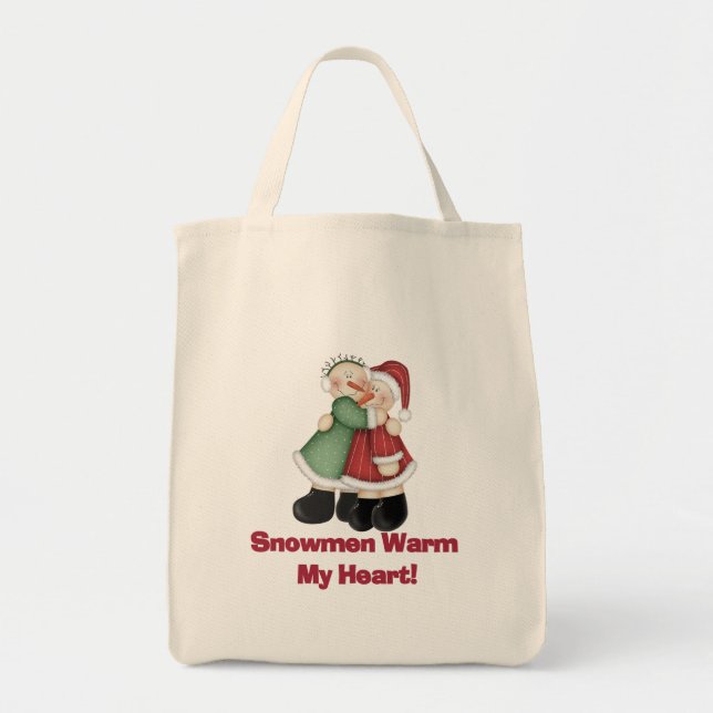 Tote Bag Snowmen réchauffe mes T-shirts et cadeaux de coeur (Devant)