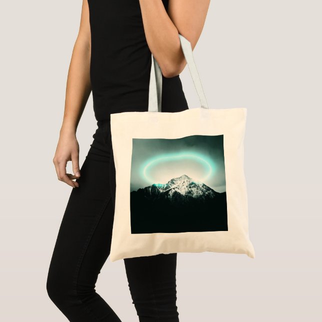 Tote Bag Snowy mountain mysterious blue neon light (Devant (produit))