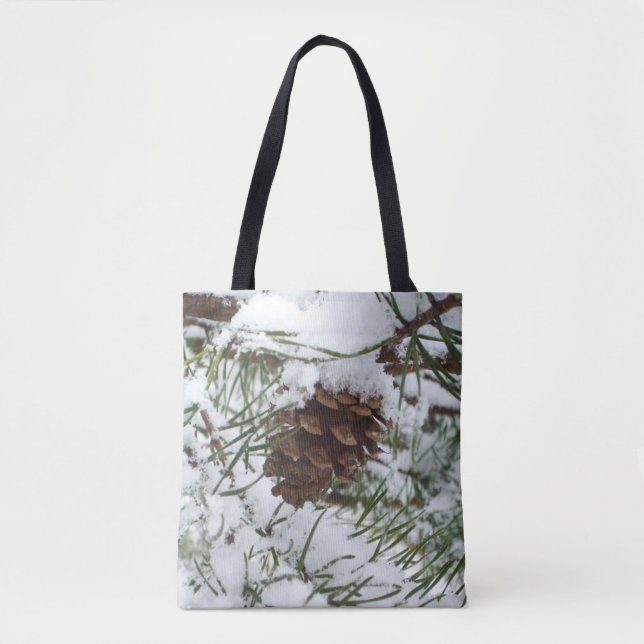 Tote Bag Snowy Pine Cone I (Devant)