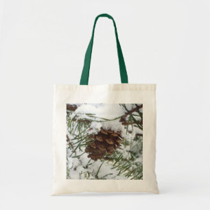 Tote Bag Snowy Pine Cone I