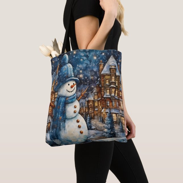 Tote Bag Snowy Winter Town Wonderland (De près)