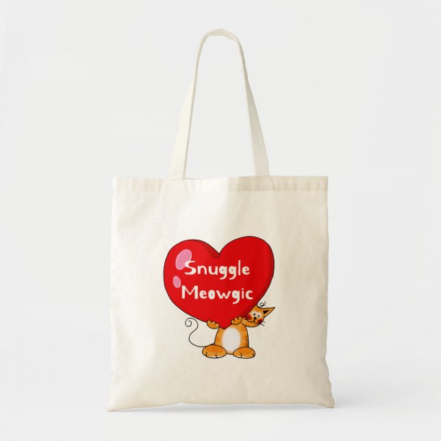 Tote Bag Snuggle Meowgic Funny Chat Pun Art (Devant)