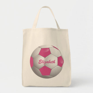 Tote Bag Soccer Ball Pink and White