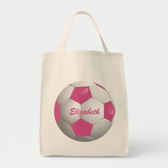 Tote Bag Soccer Ball Pink and White (Devant)
