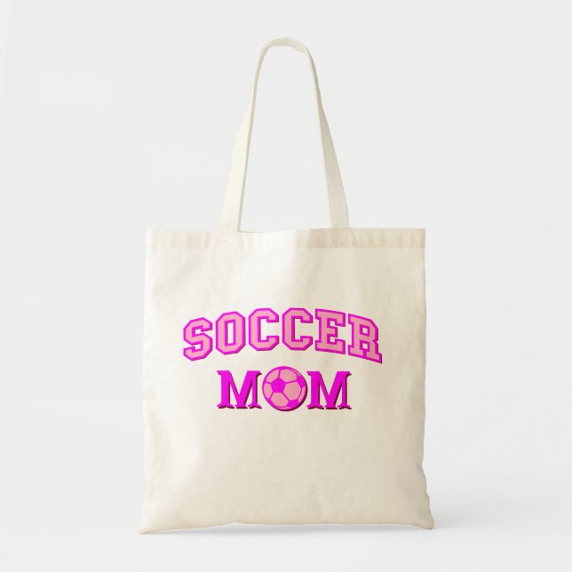Tote Bag Soccer Maman Dessin Et Texte Tout Rose (Devant)