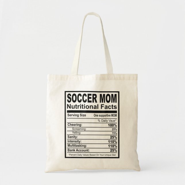 Tote Bag Soccer Maman Faits nutritionnels (Devant)