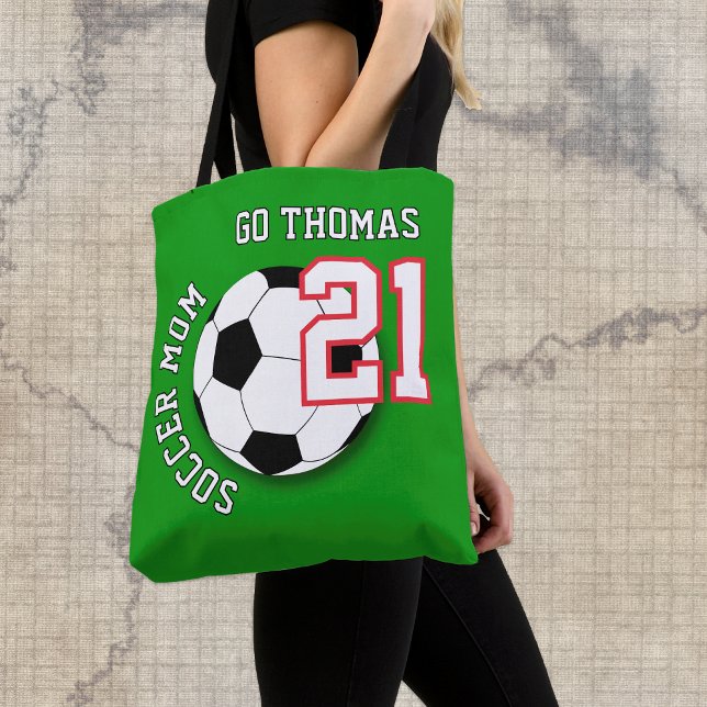 Tote Bag Soccer Mom Bag, Name, Football Fan, Sports (Soccer Mom Tote Bag / custom name, number)