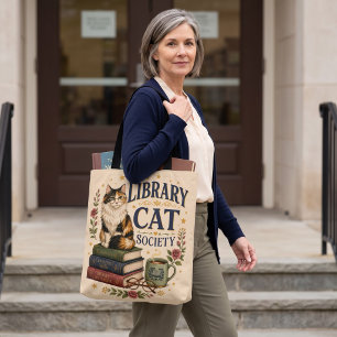 Tote Bag Société de chats de bibliothèque Calico littéraire
