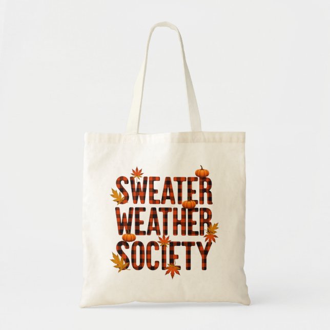 Tote Bag Société Plaid Météo Pullover Lettre Remplie  (Devant)