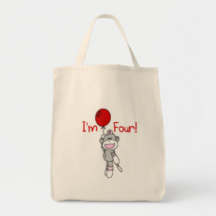 Tote Bag Sock Monkey 4th Birthday Tshirts et cadeaux