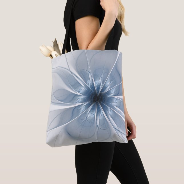 Tote Bag Soft and tenderness blue fractal fantasy flower cu (De près)