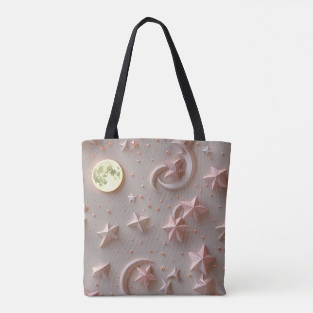 Tote Bag Soft Beige Blush Moon Neutral Aesthetic (Dos)